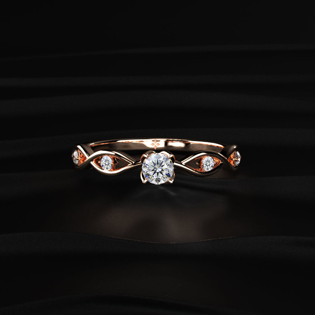 Round Twisted Shank Diamond Ring
