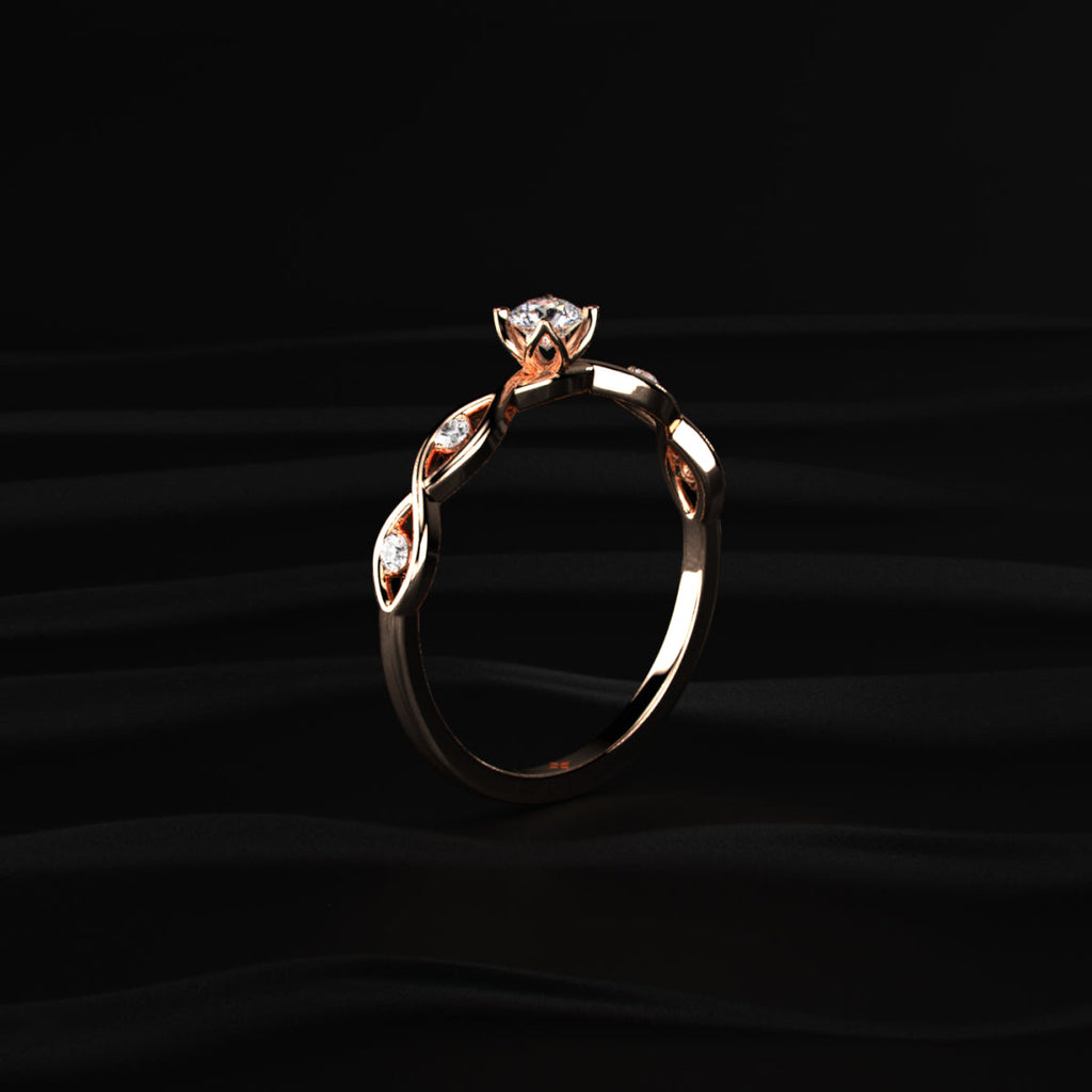 Round Twisted Shank Diamond Ring