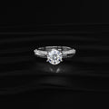 Round Solitaire Engagement Milgrain Pave Band