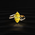 3 Carat Yellow Marquise Diamond Ring With Stack Ring