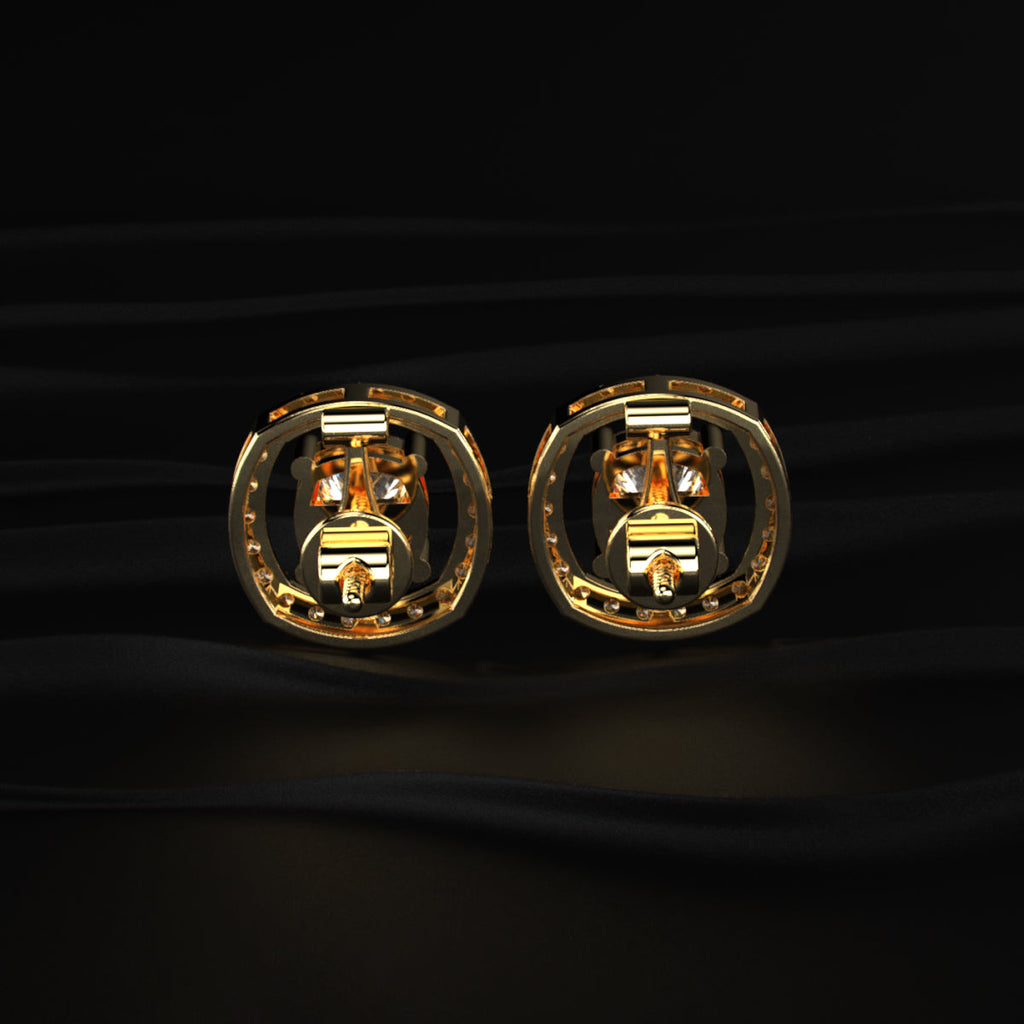 3 in 1 Cushion Cut Stud Earrings With Detachable Halo