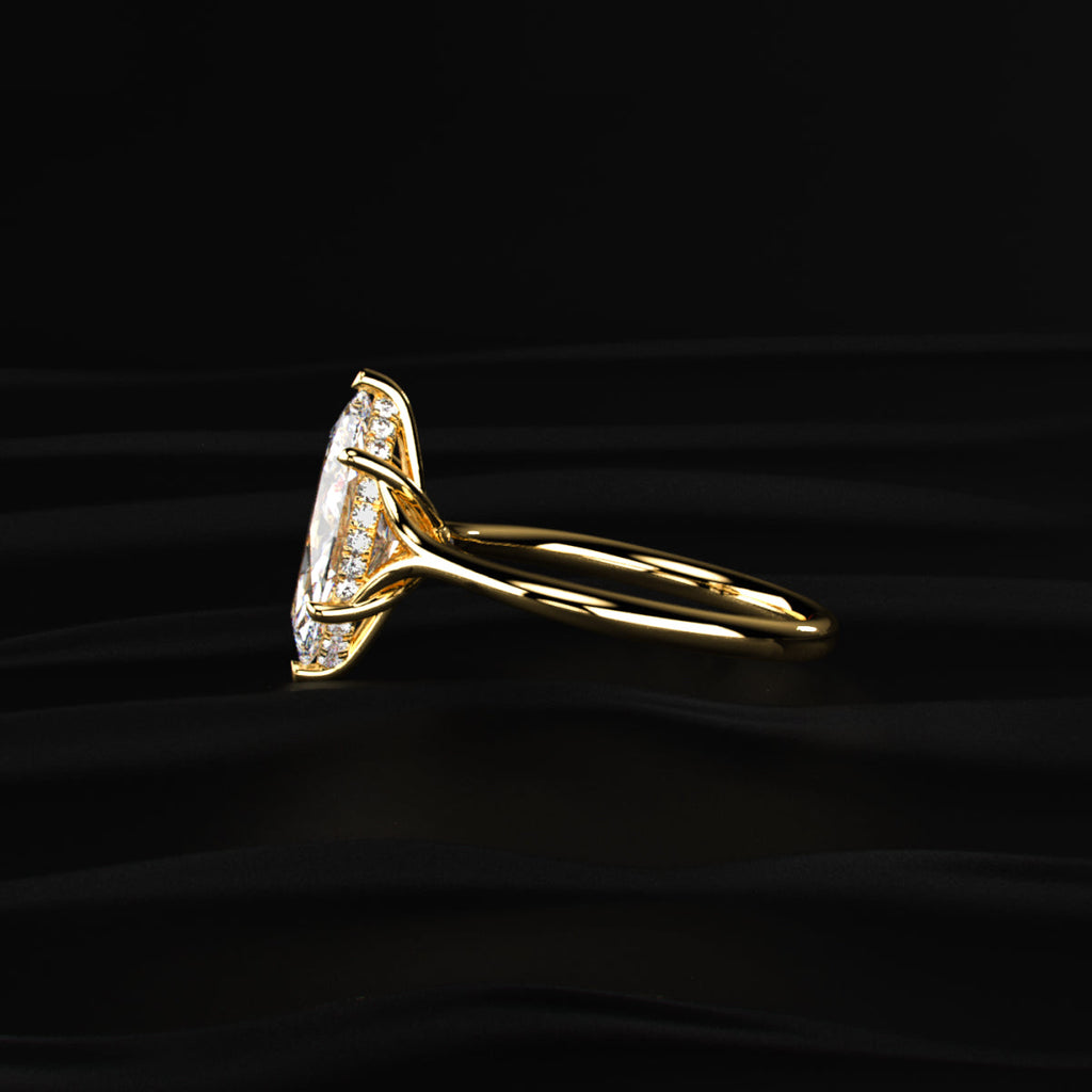 Marquise Solitaire Ring With Hidden Halo