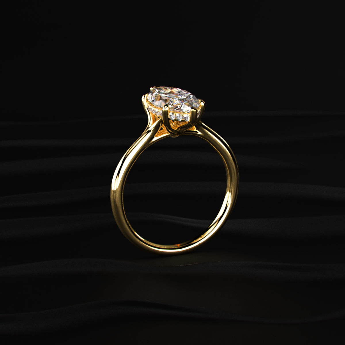 Marquise Solitaire Ring With Hidden Halo