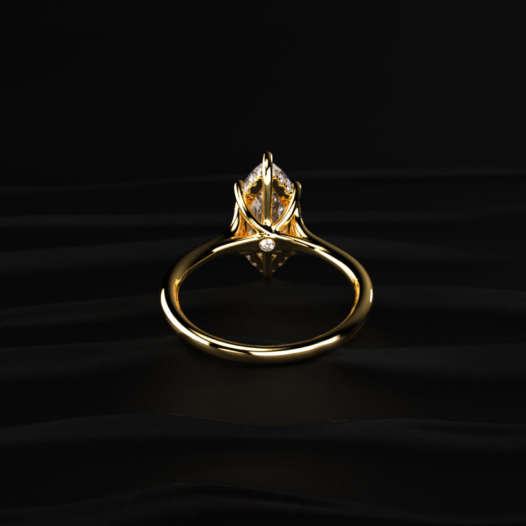 Marquise Solitaire Ring With Hidden Halo