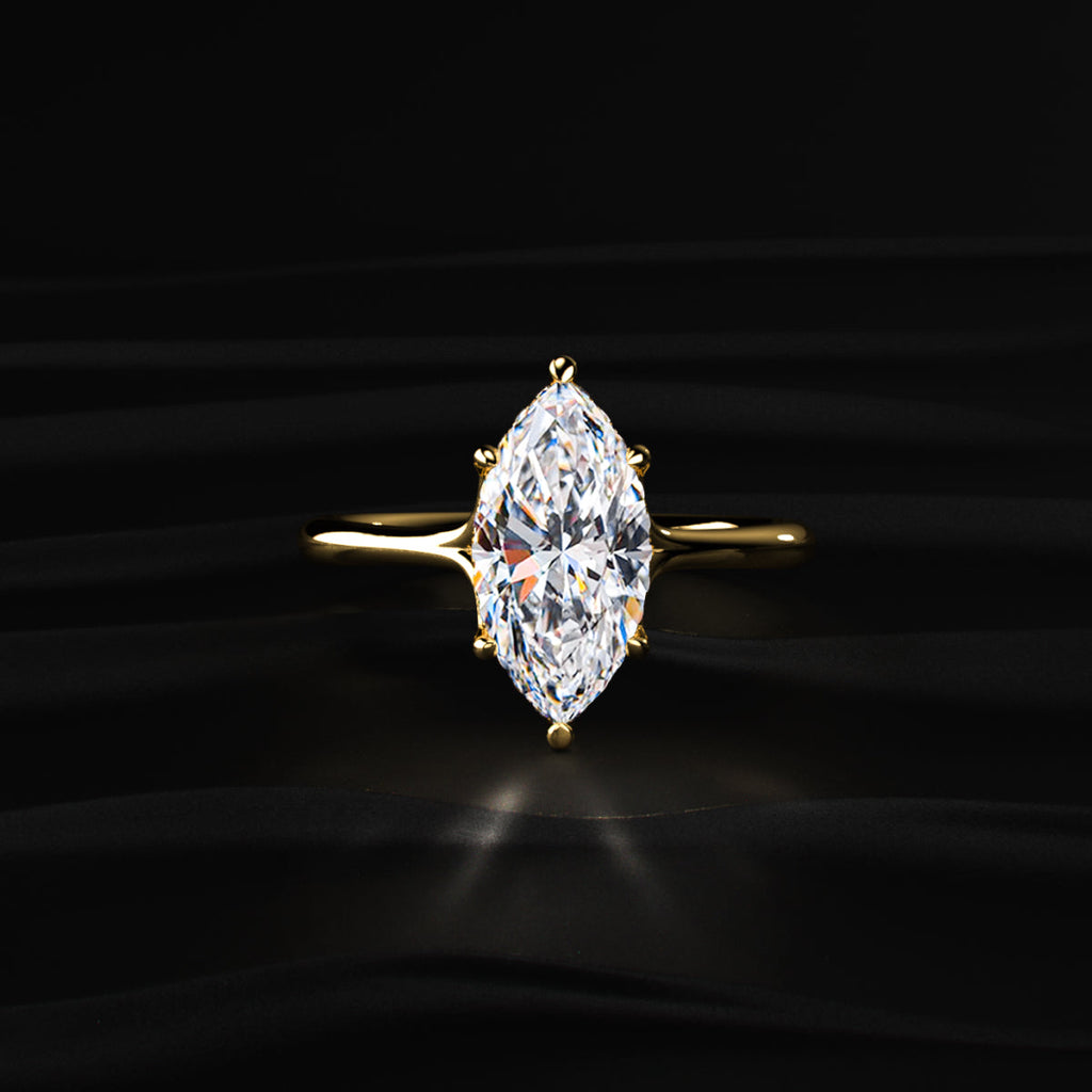 Marquise Solitaire Ring With Hidden Halo