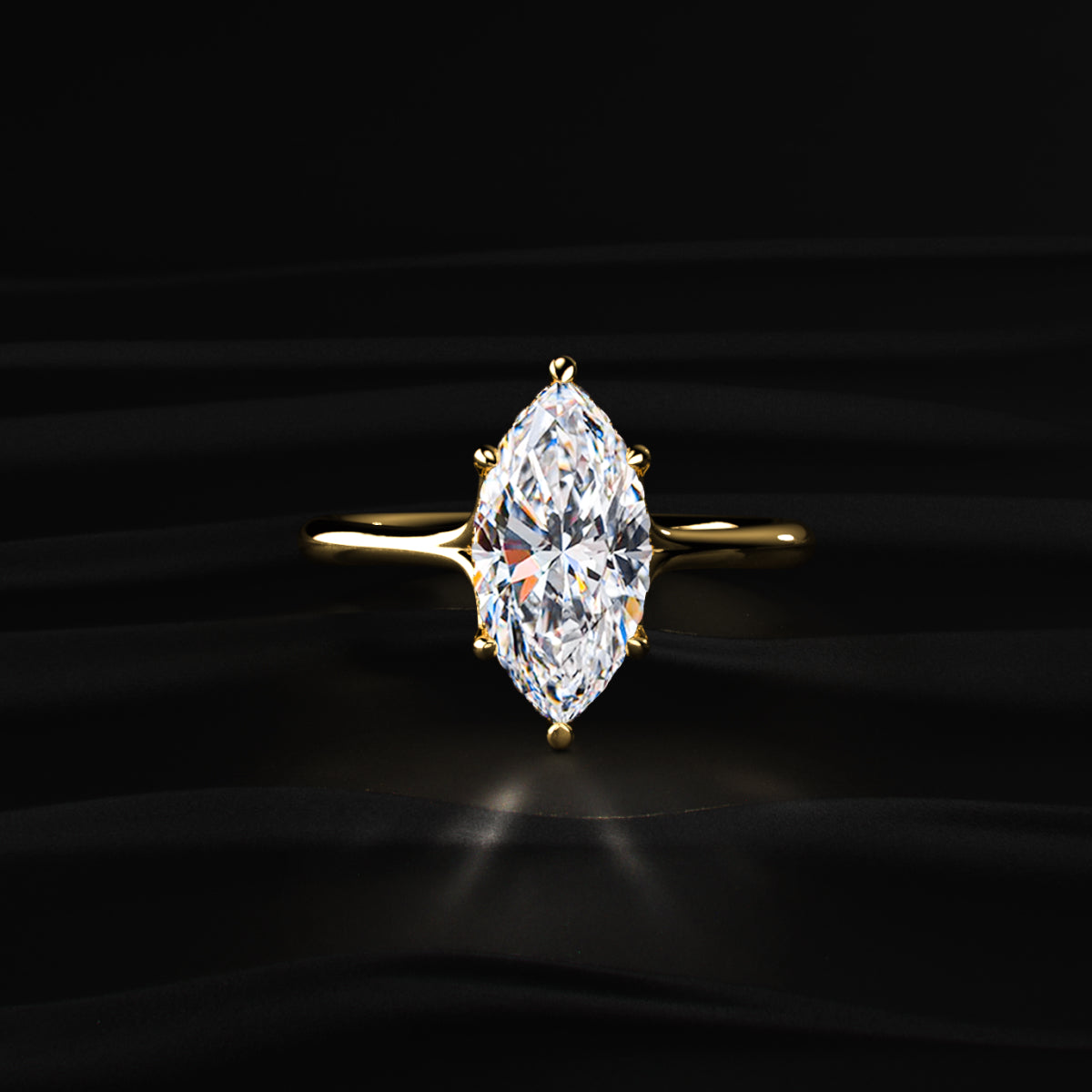 Marquise Solitaire Ring With Hidden Halo