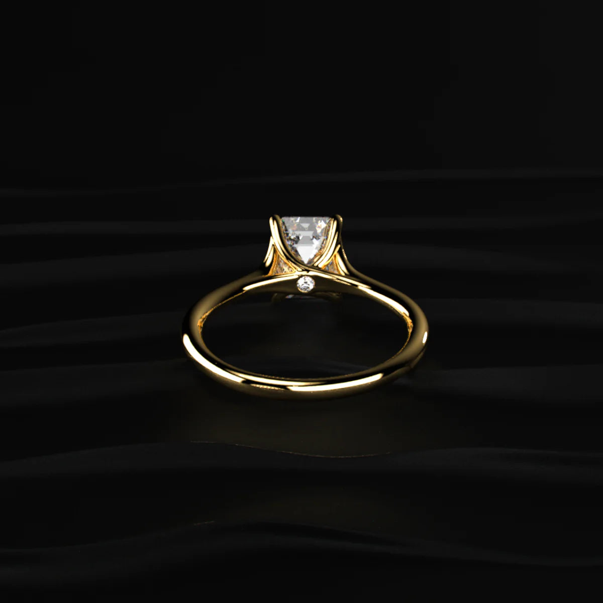 Emerald Solitaire Split Shank Engagement Ring