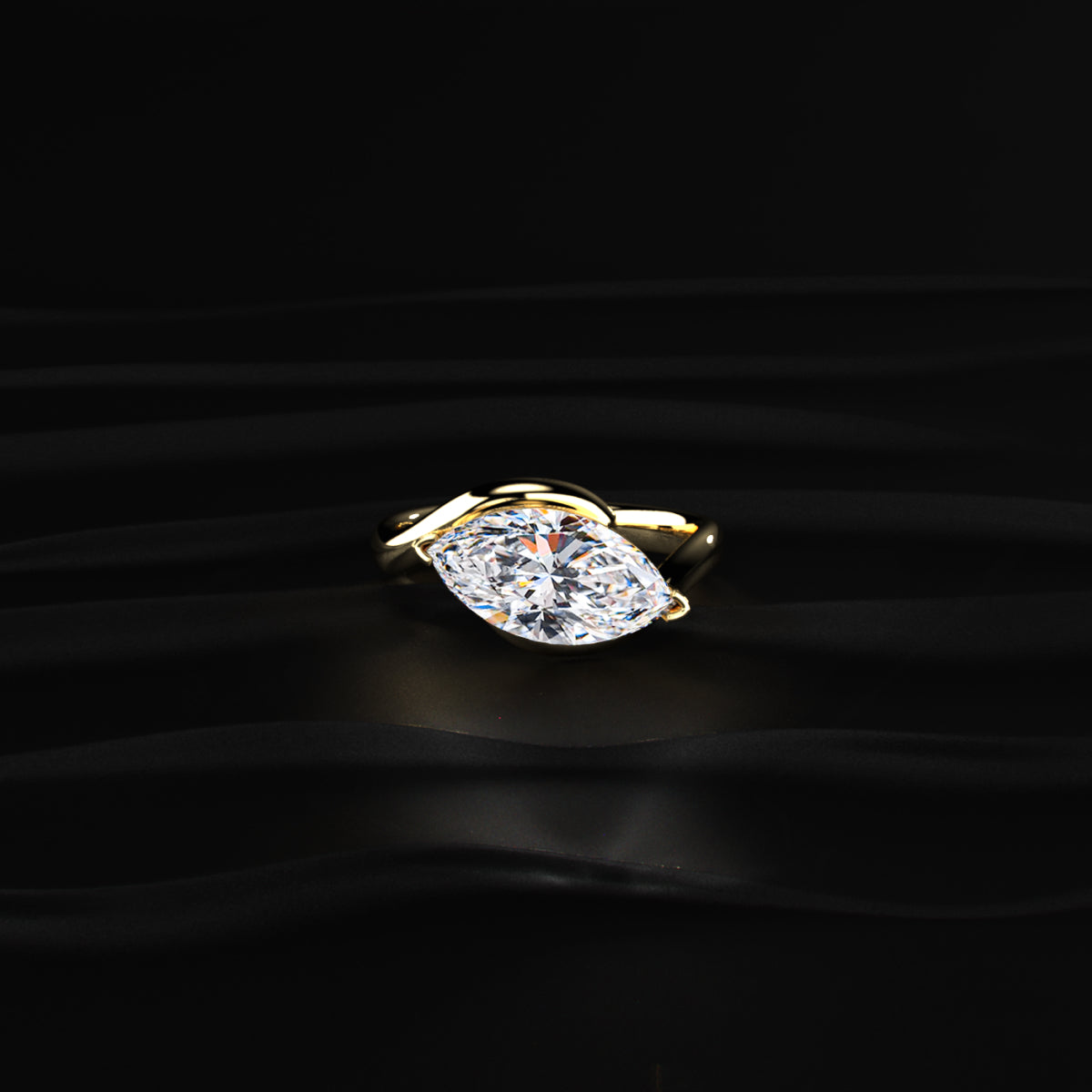 Marquise diamond Ring With Bypass Setting