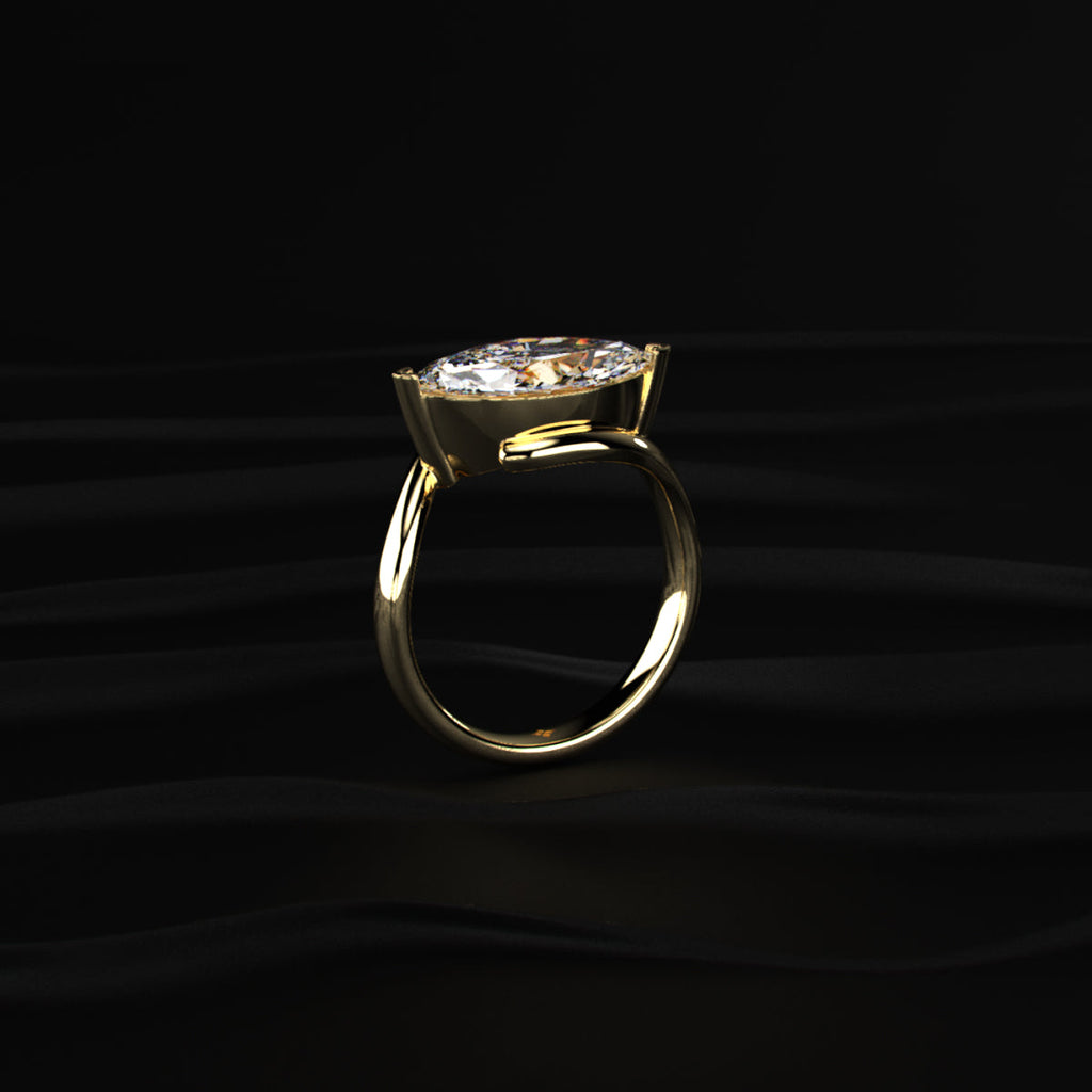 Marquise diamond Ring With Bypass Setting