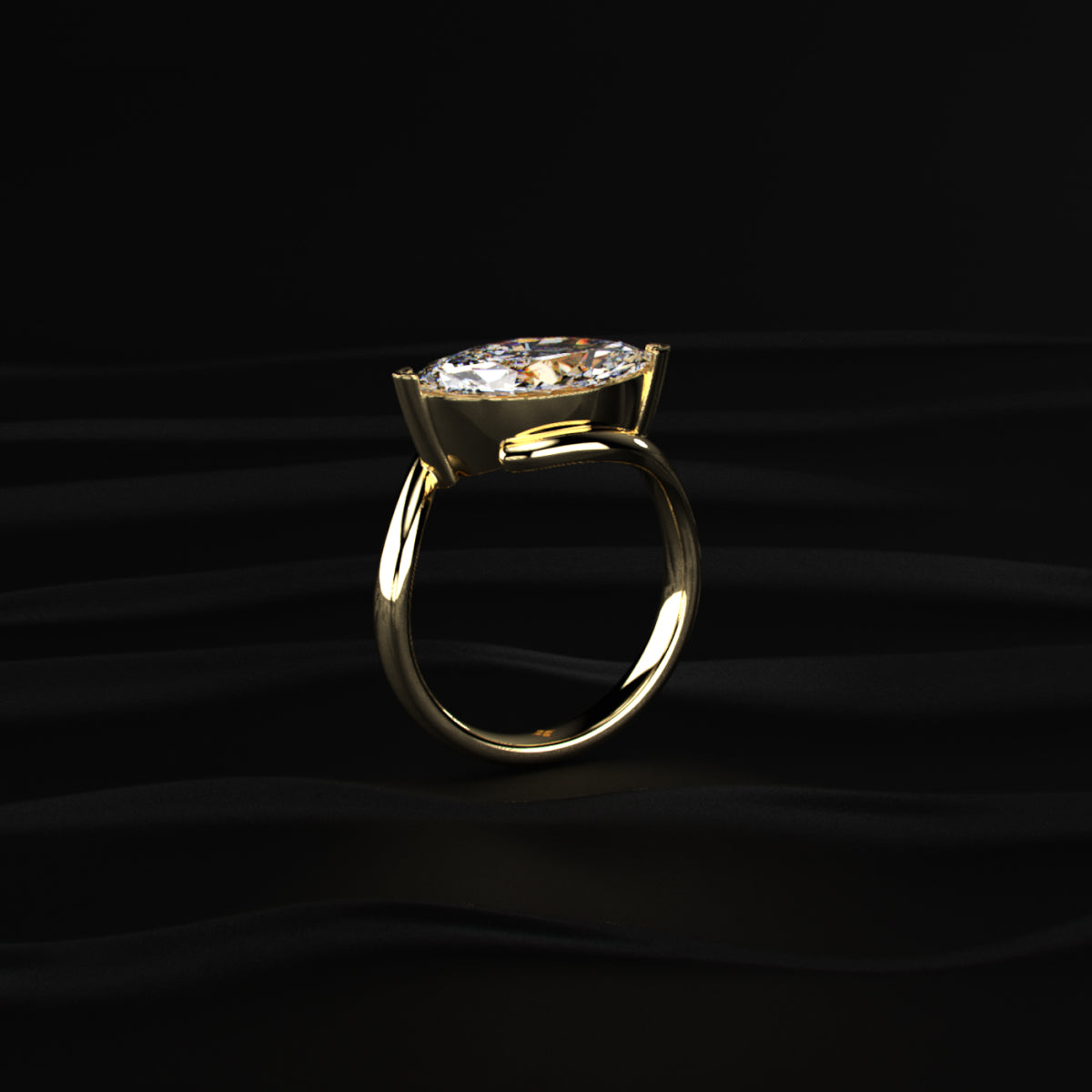 Marquise diamond Ring With Bypass Setting