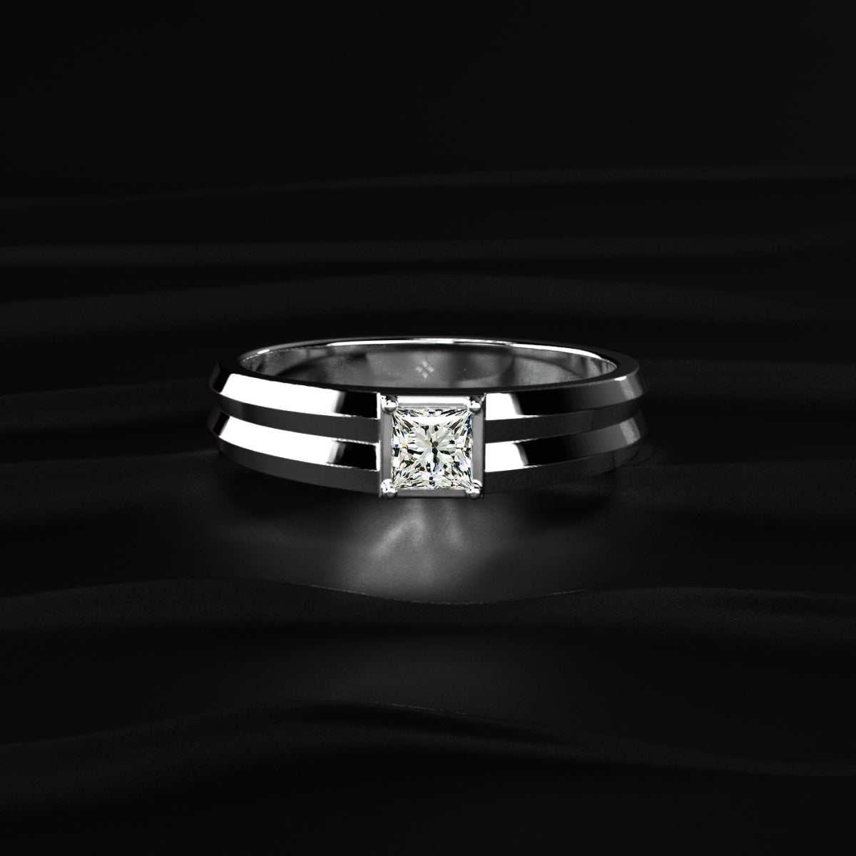 0.50 Ct Princess Men's Diamond Ring