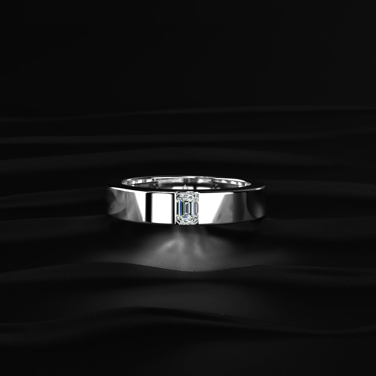 Emerald Cut Diamond Men’s Wedding Band