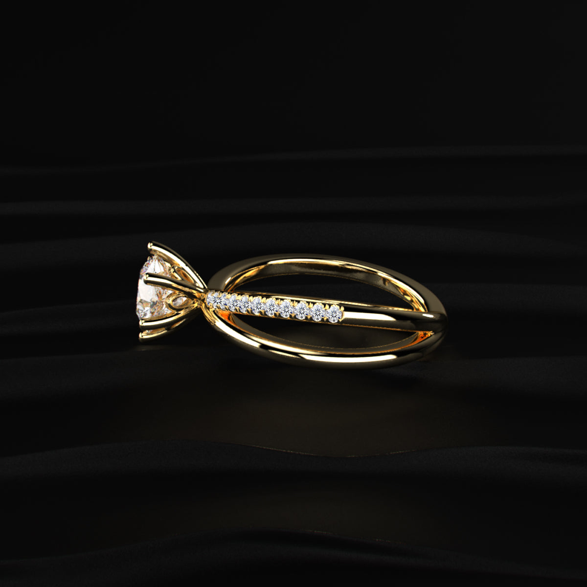 Round Diamond Ring With Crisscross Band