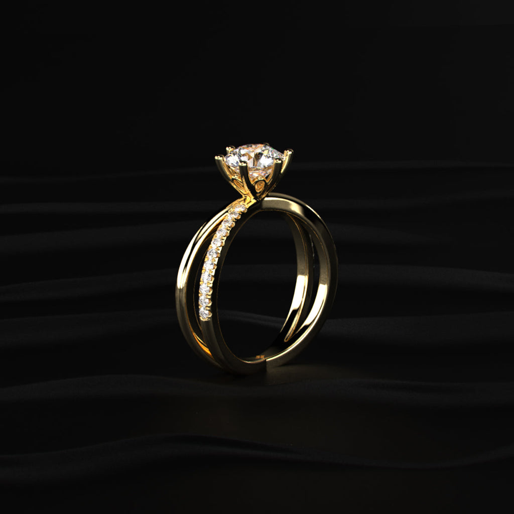 Round Diamond Ring With Crisscross Band