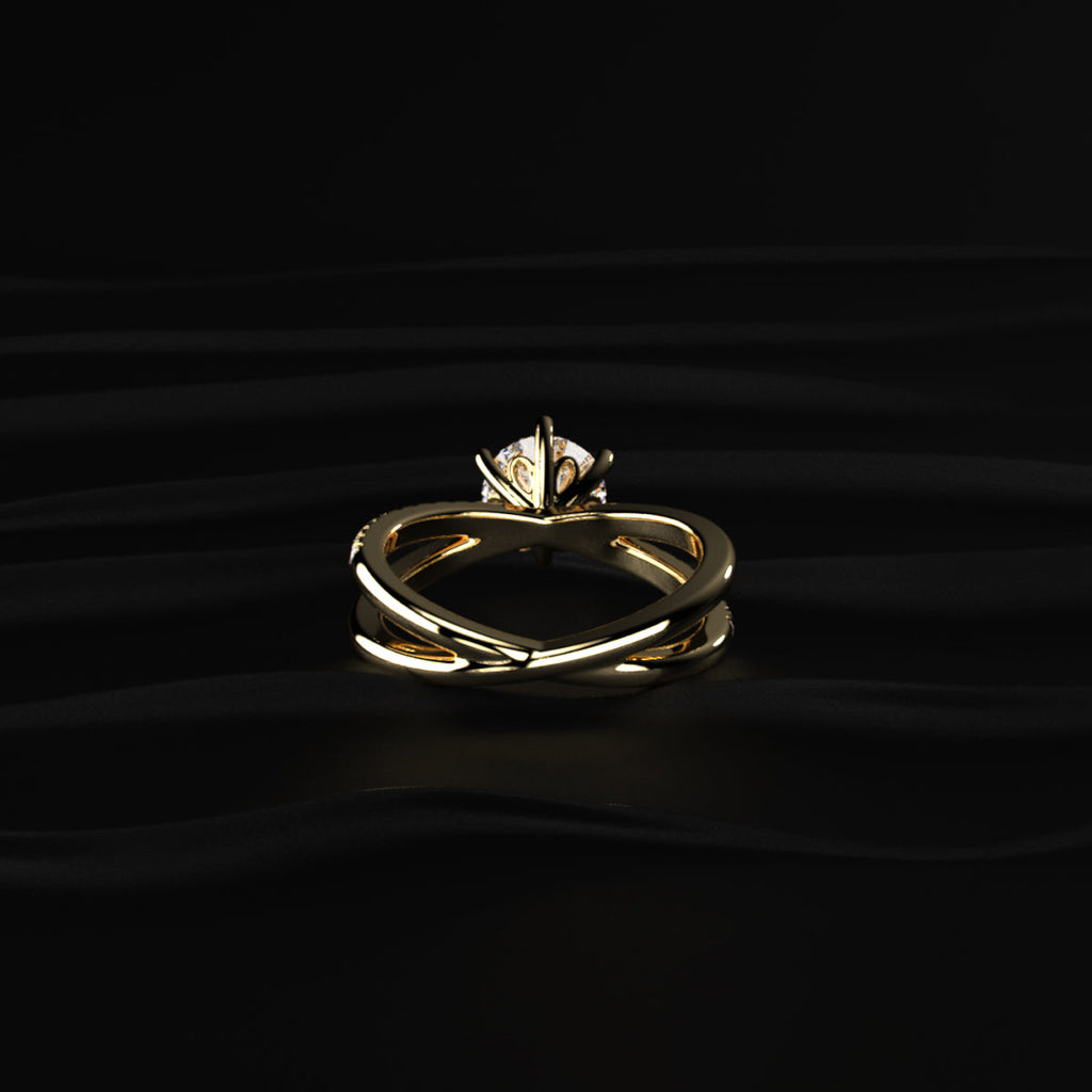 Round Diamond Ring With Crisscross Band