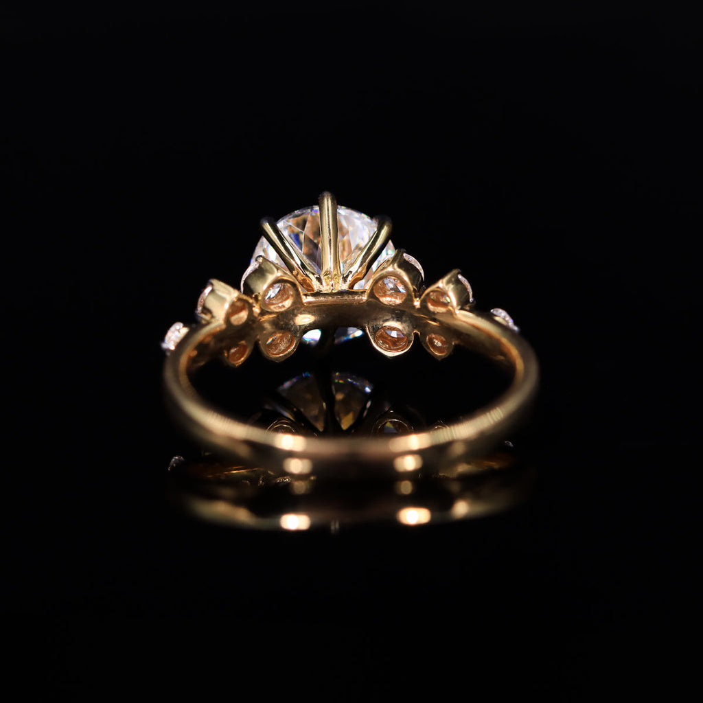 Portuguese Cut Engagement Ring With Accent Stones