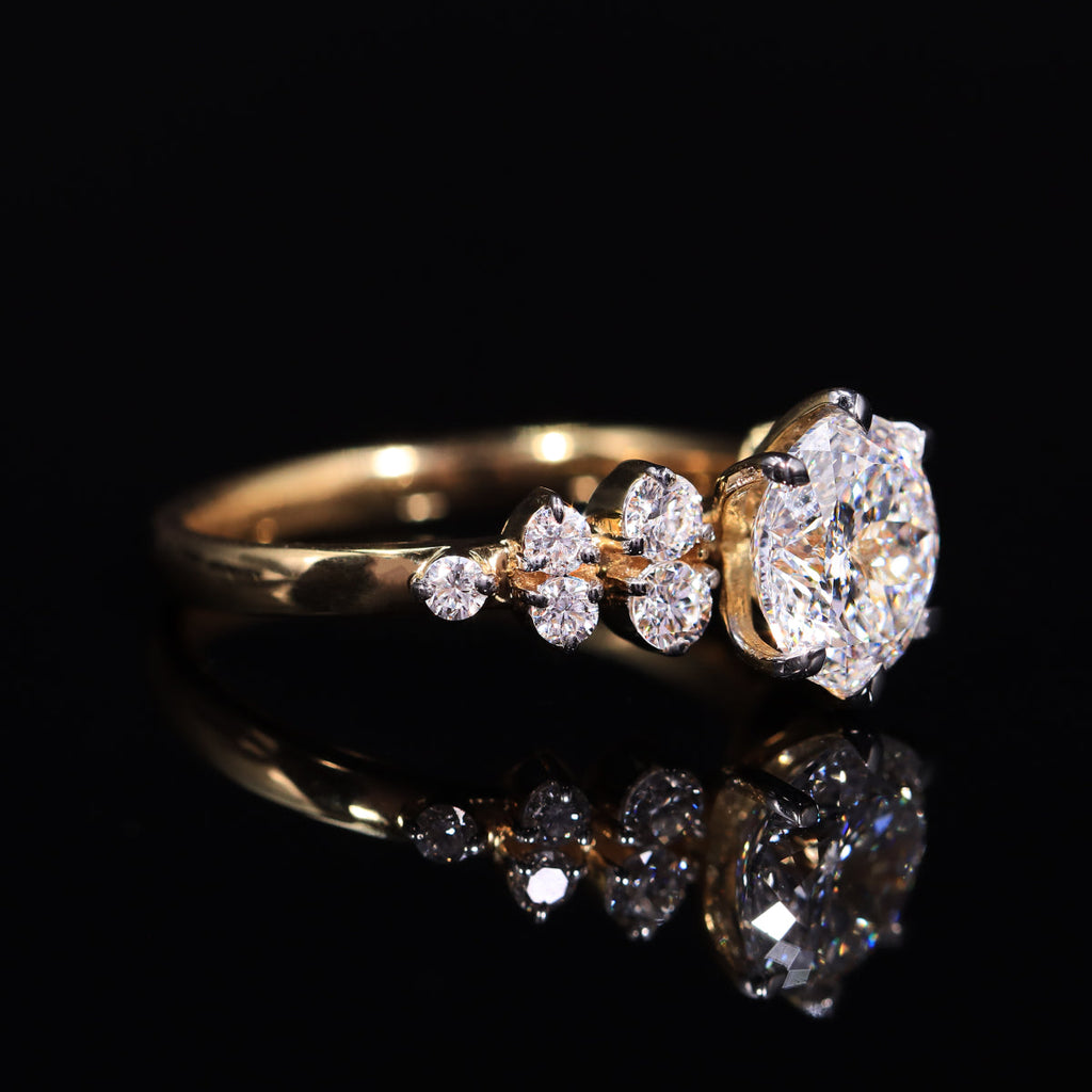 Portuguese Cut Engagement Ring With Accent Stones