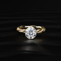 Octagon Diamond Solitaire Ring With Twisted Pave Band