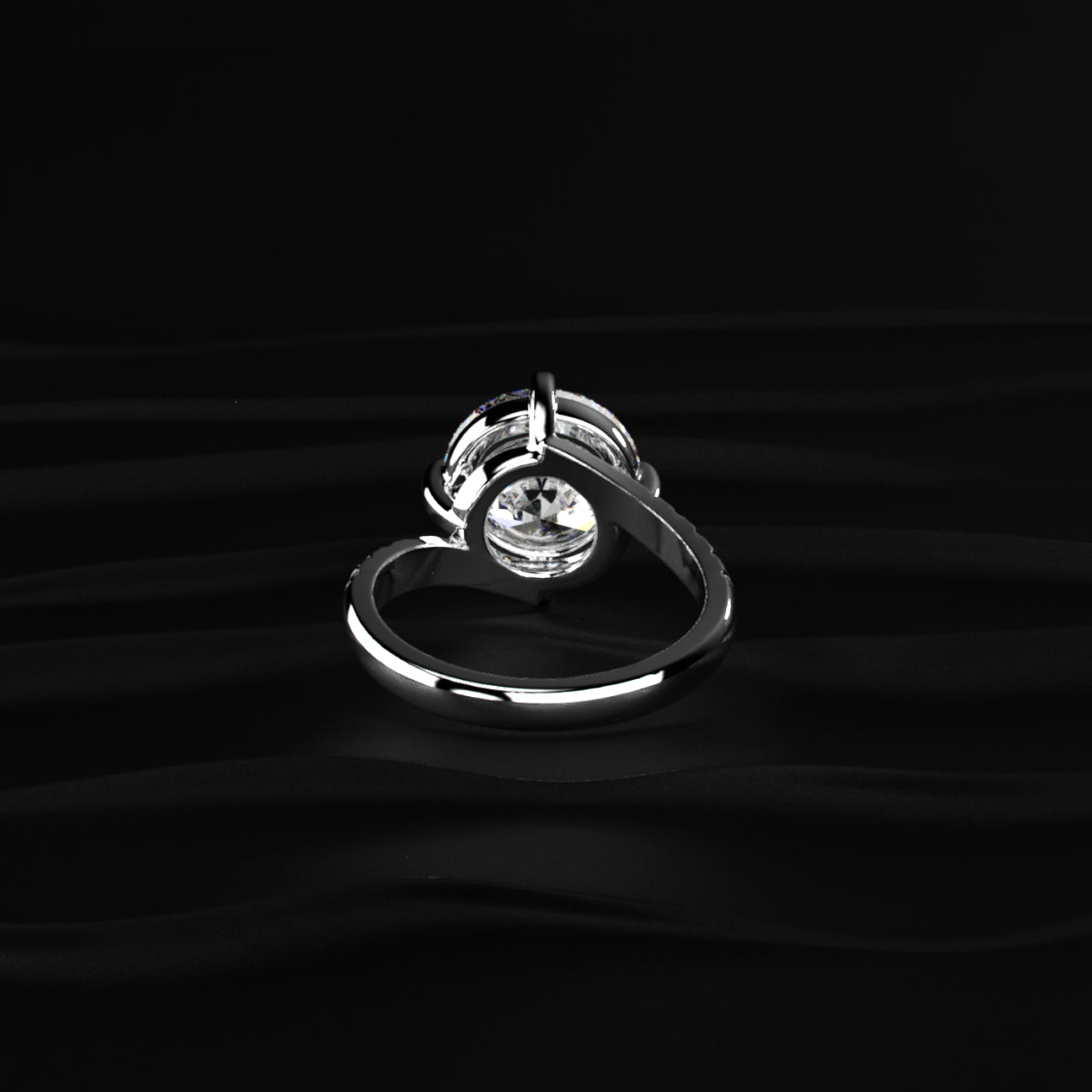 Round Diamond Solitaire Ring With Pave Band