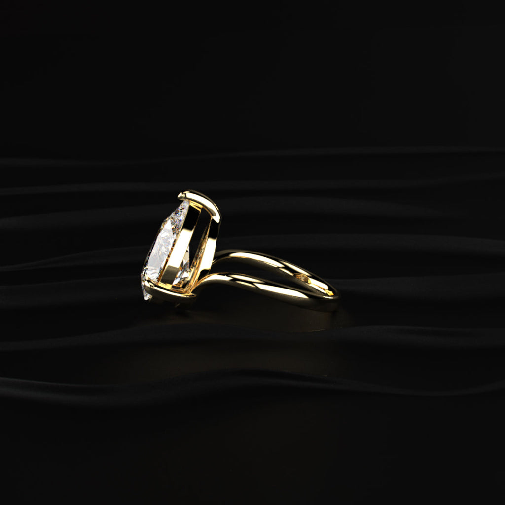 Pear Shaped Diamond Fluid Ring With Stack Band