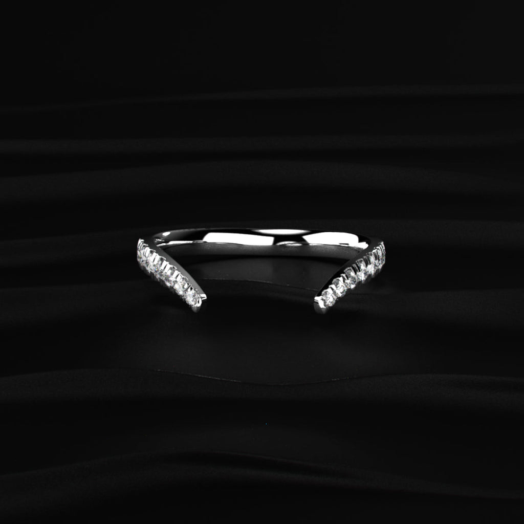 Pear Shaped Diamond Fluid Ring With Stack Band