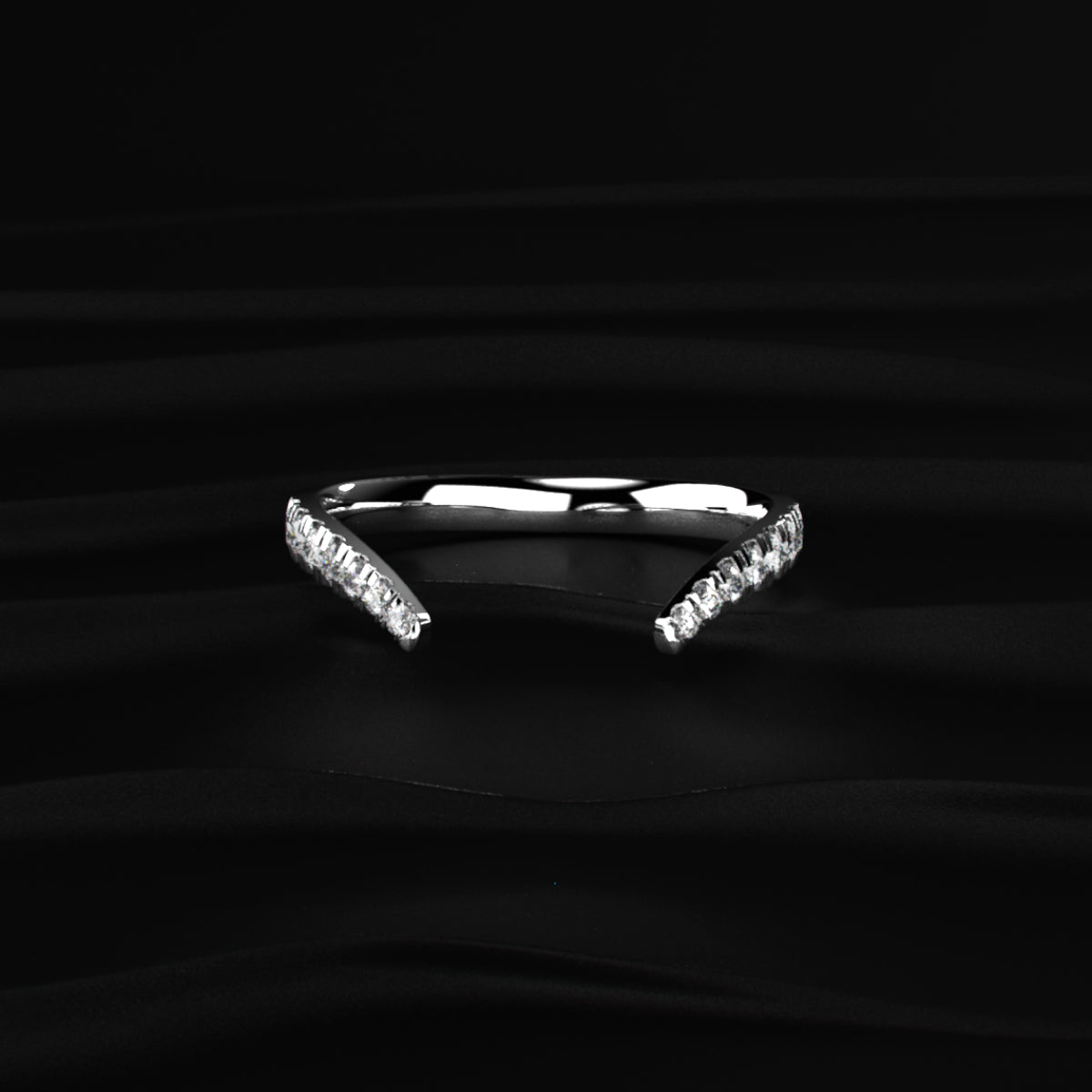 Pear Shaped Diamond Fluid Ring With Stack Band