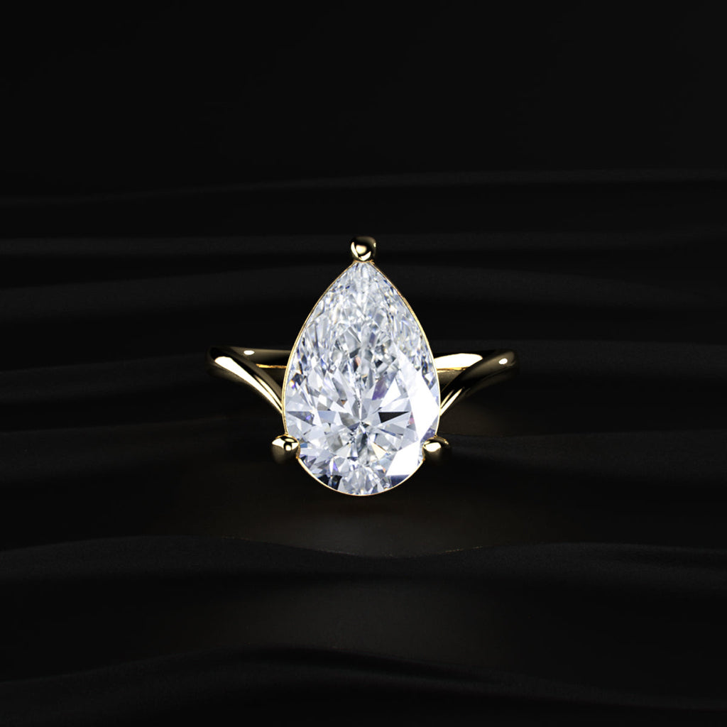 Pear Shaped Diamond Fluid Ring With Stack Band