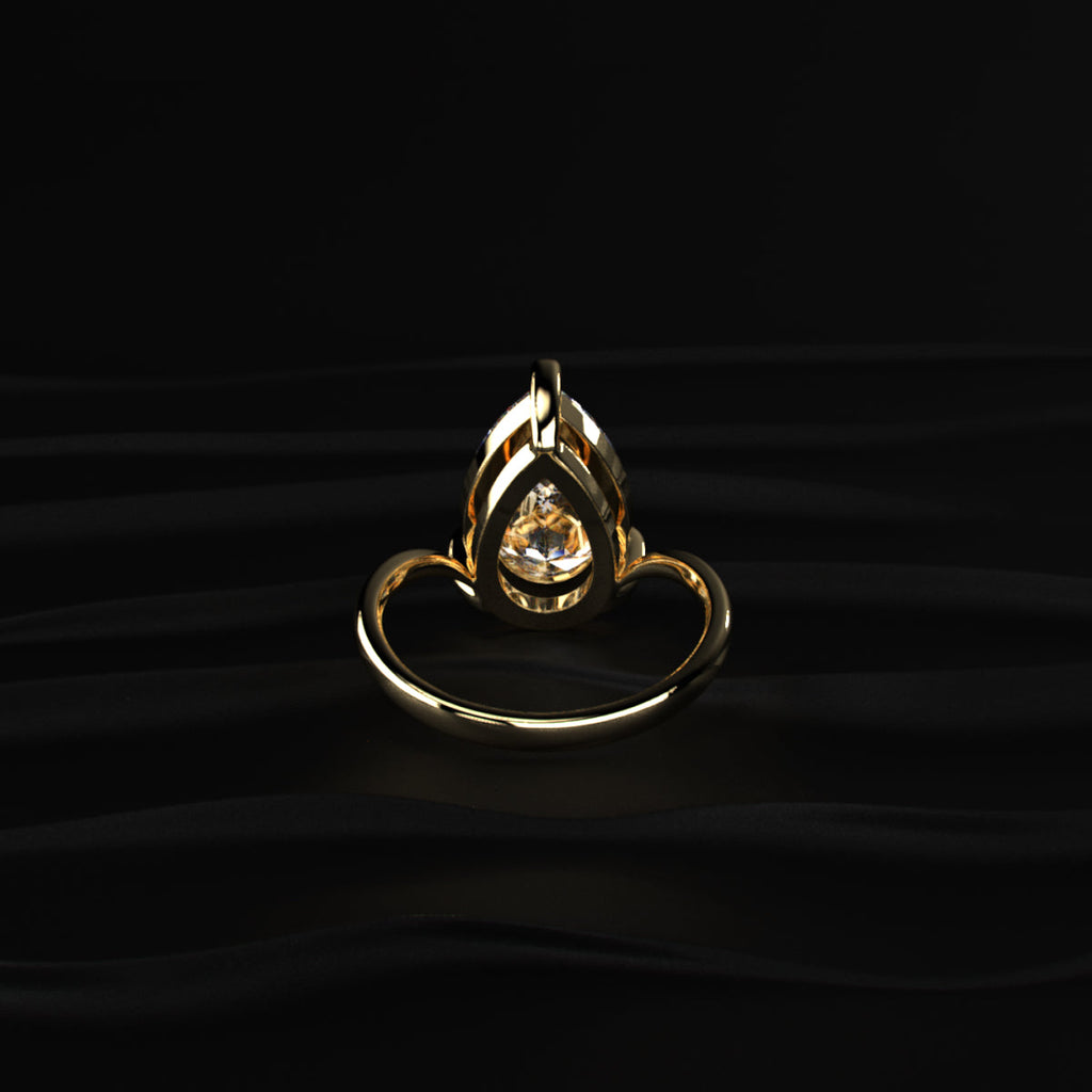 Pear Shaped Diamond Fluid Ring With Stack Band