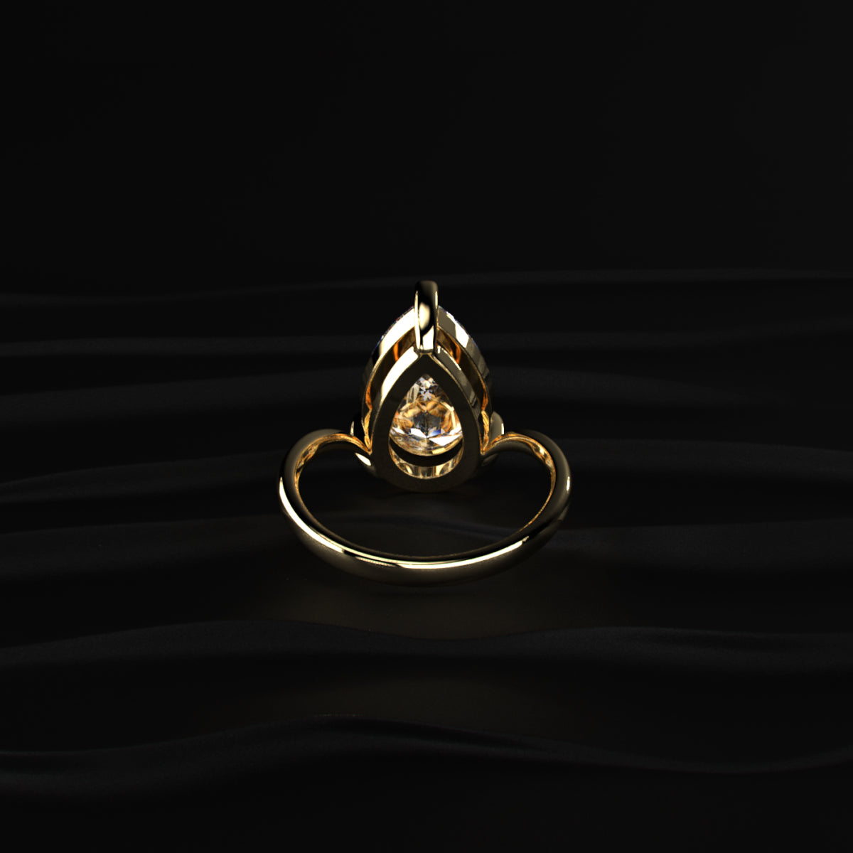 Pear Shaped Diamond Fluid Ring With Stack Band