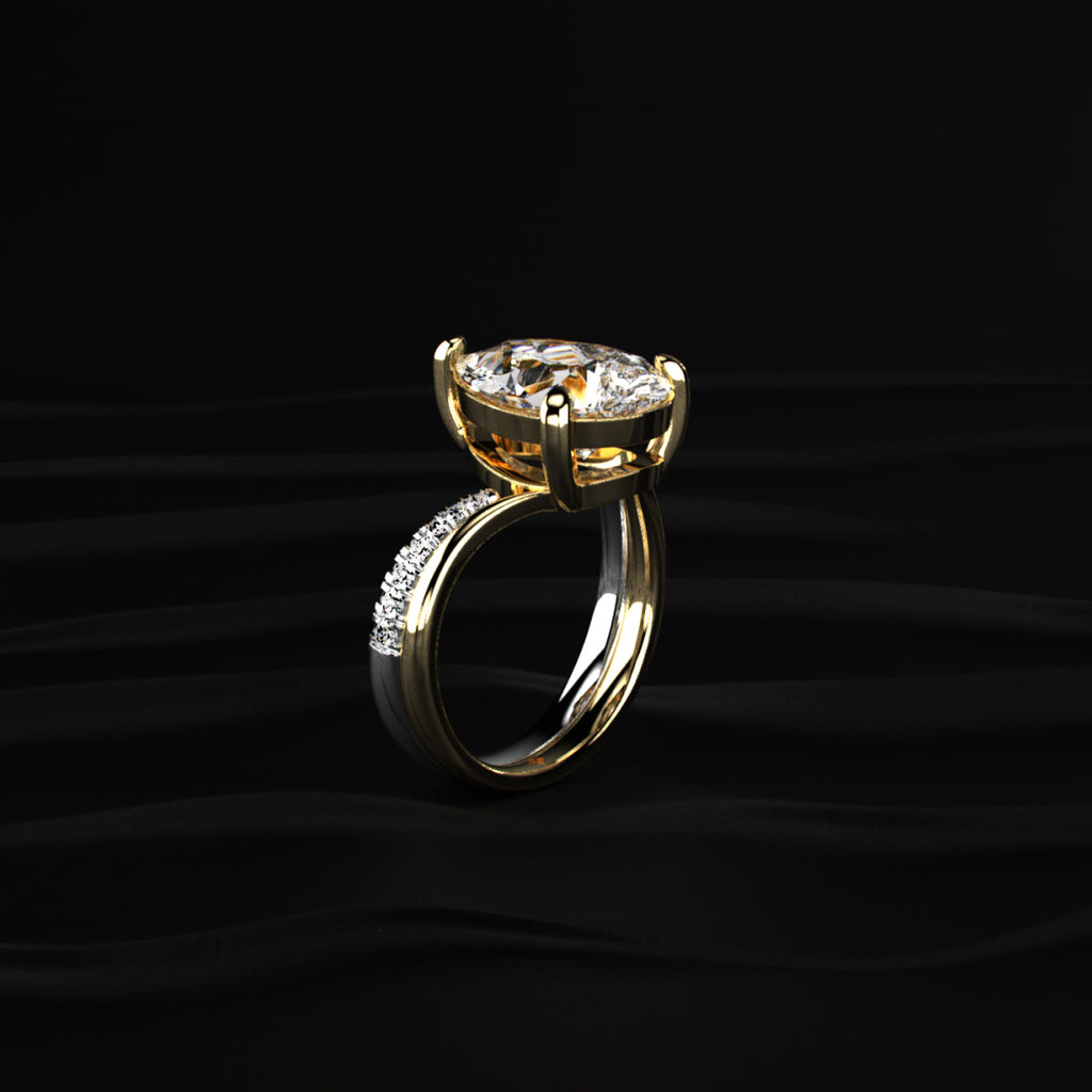 Pear Shaped Diamond Fluid Ring With Stack Band