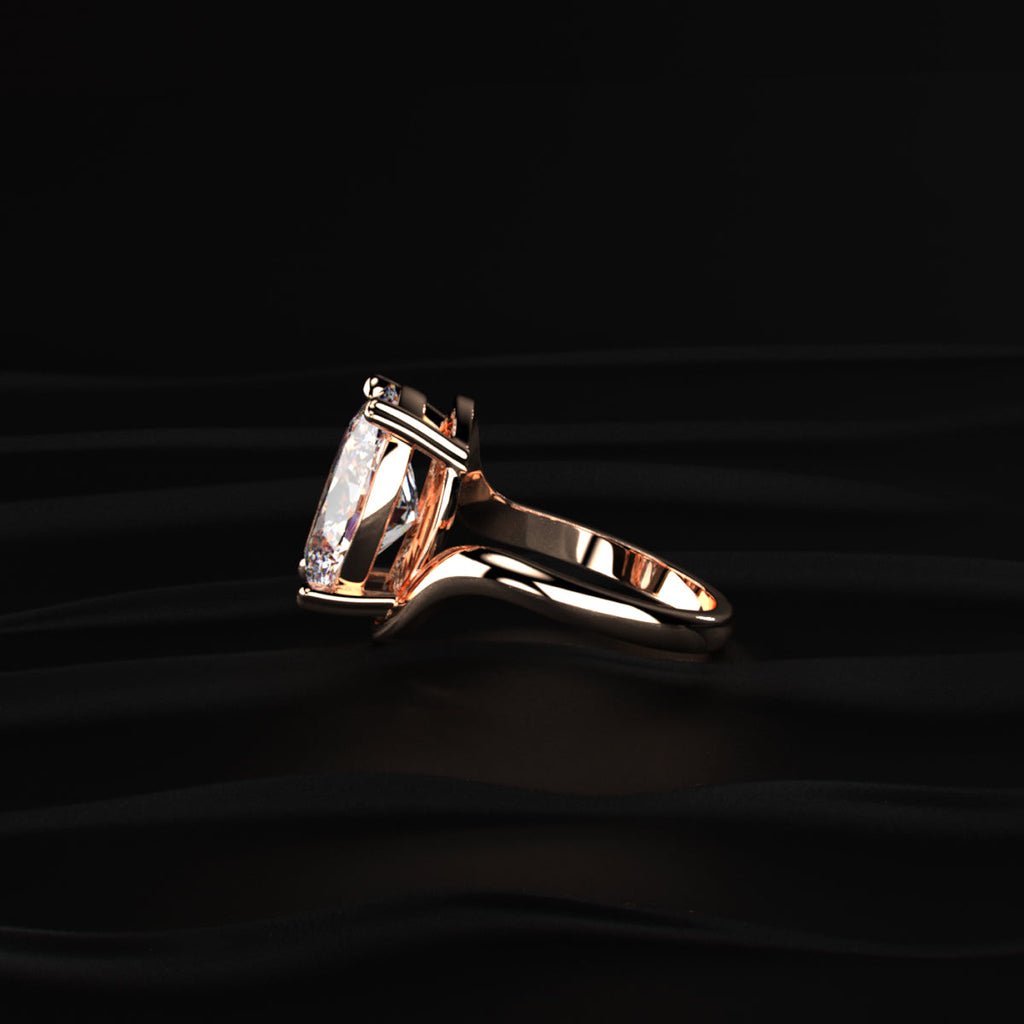 Oval Solitaire Diamond Bypass Setting Ring