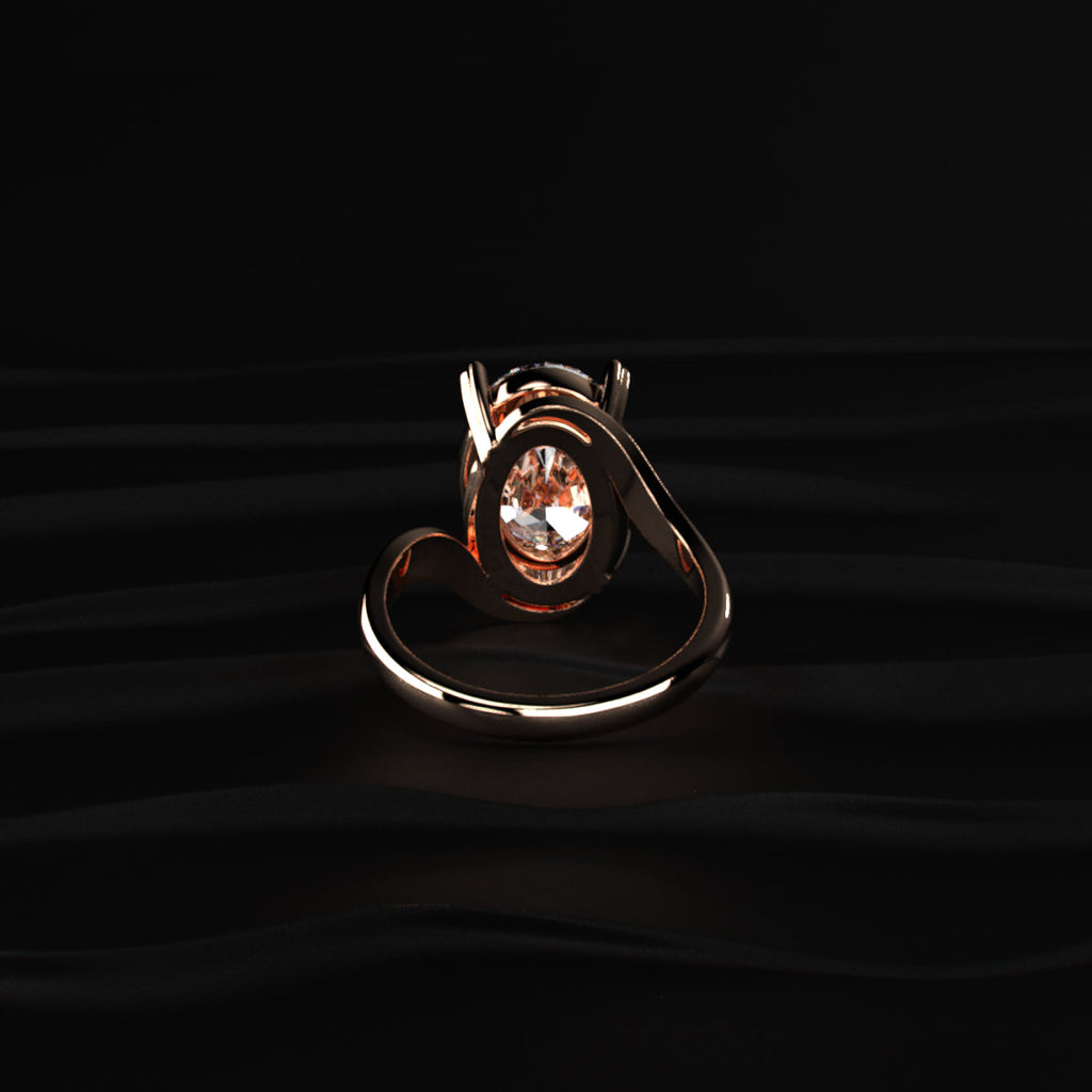 Oval Solitaire Diamond Bypass Setting Ring