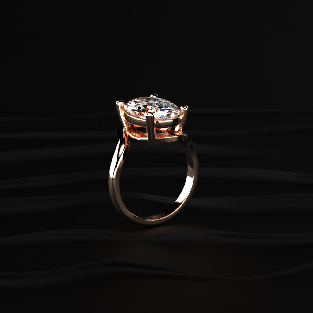 Oval Solitaire Diamond Bypass Setting Ring