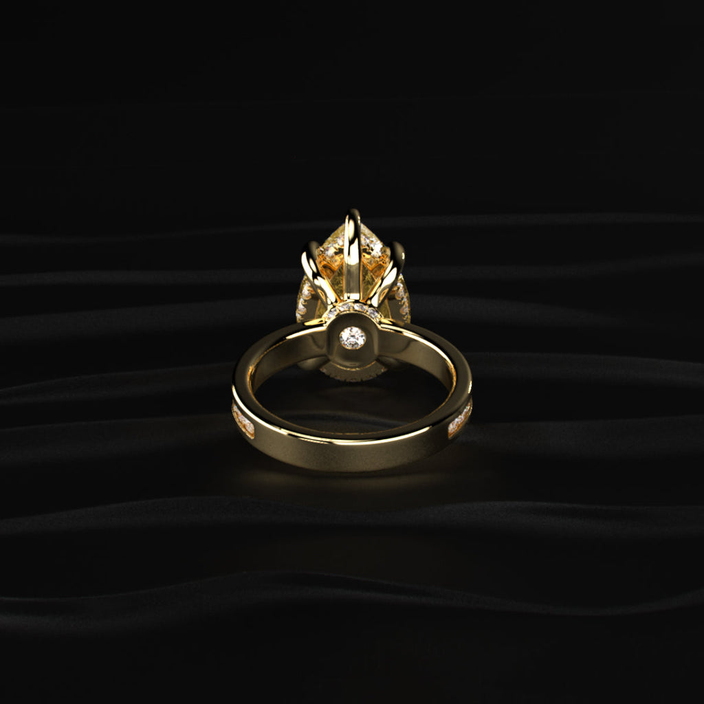 Yellow Pear Solitaire Ring With Channel Setting