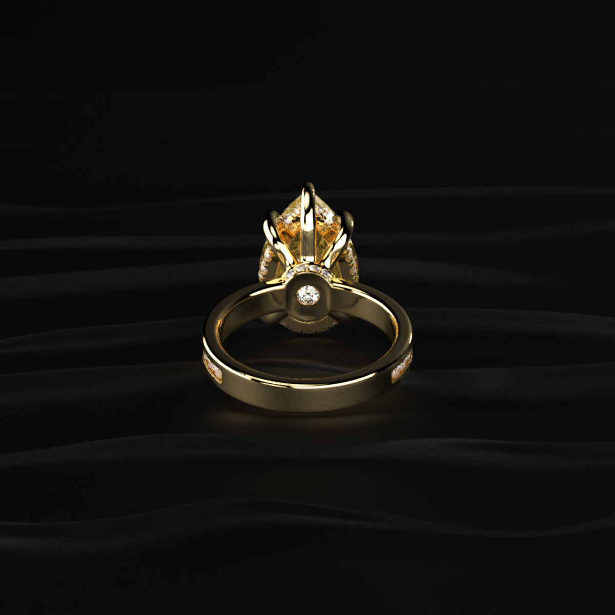Yellow Pear Solitaire Ring With Channel Setting