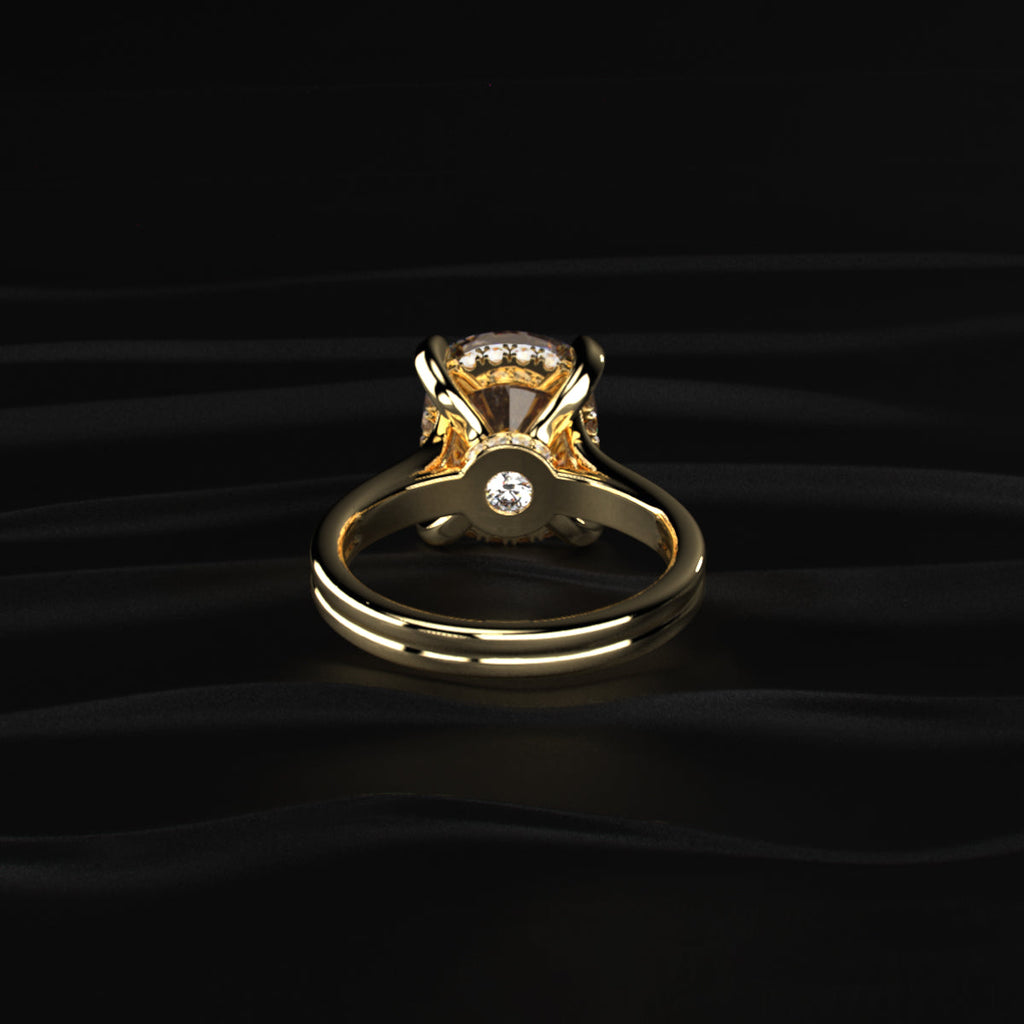 Yellow Cushion Solitaire Double Band Ring