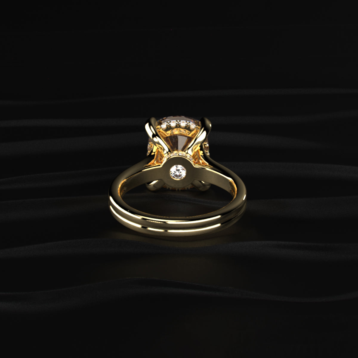 Yellow Cushion Solitaire Double Band Ring