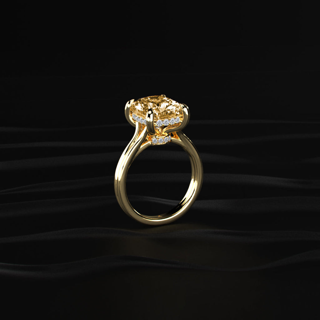 Yellow Cushion Solitaire Double Band Ring