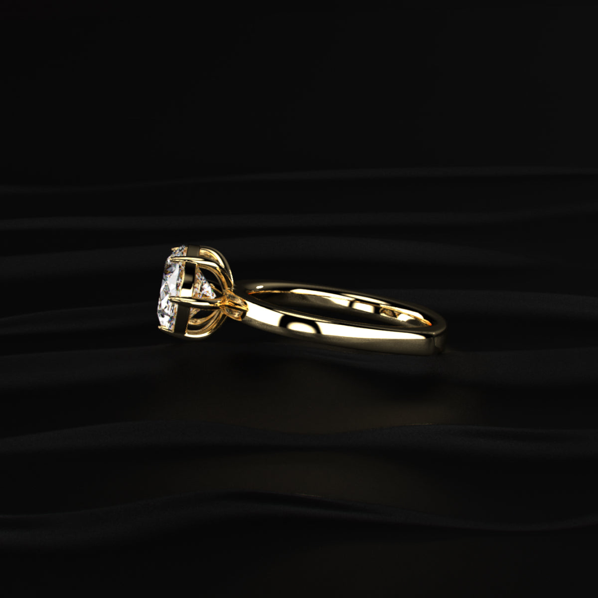 East West Oval Solitaire Engagement Ring with Euro Shank