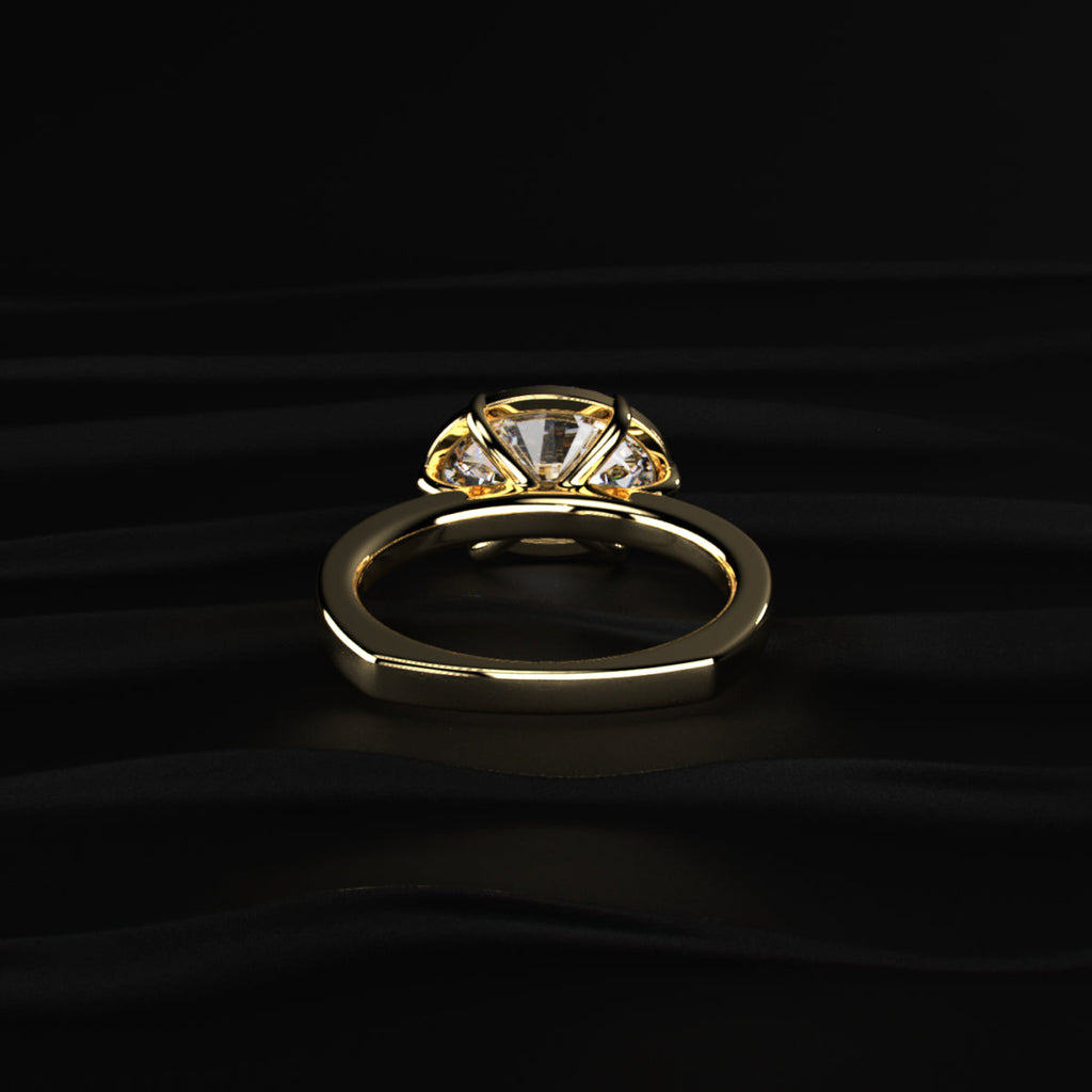 East West Oval Solitaire Engagement Ring with Euro Shank