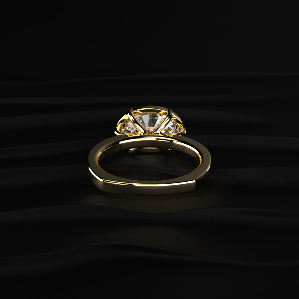 East West Oval Solitaire Engagement Ring with Euro Shank
