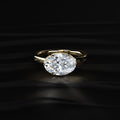 East West Oval Solitaire Engagement Ring with Euro Shank