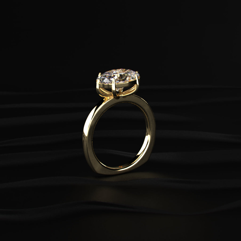 East West Oval Solitaire Engagement Ring with Euro Shank