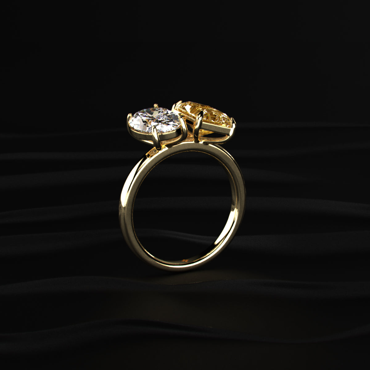 Fancy Yellow Radiant And Oval Toi Et Moi Ring