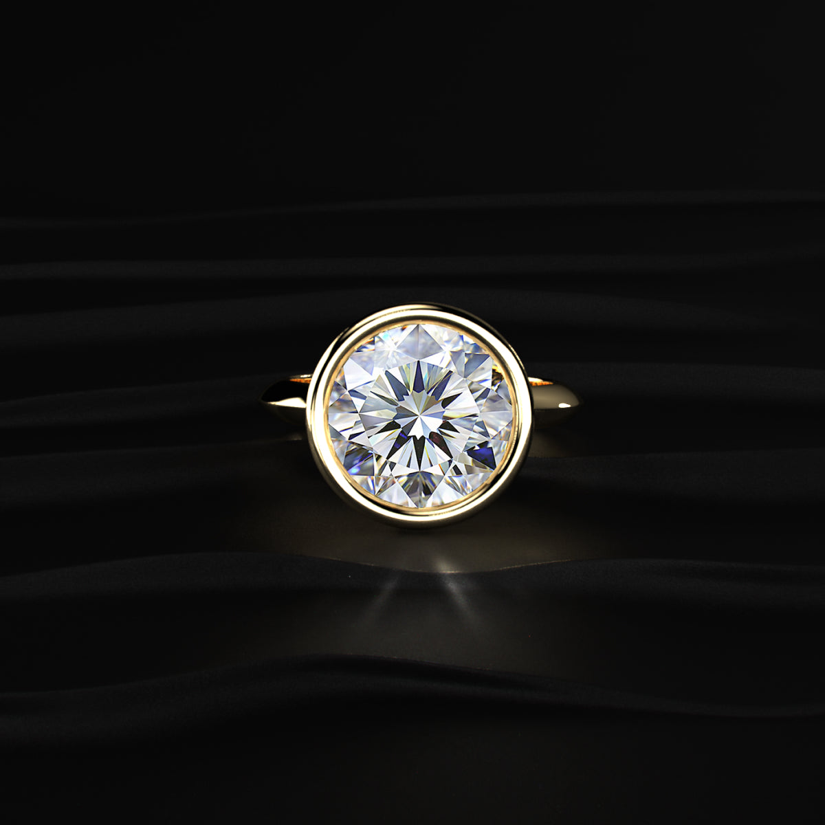 Round Diamond Solitaire Engagement Ring Bezel Setting
