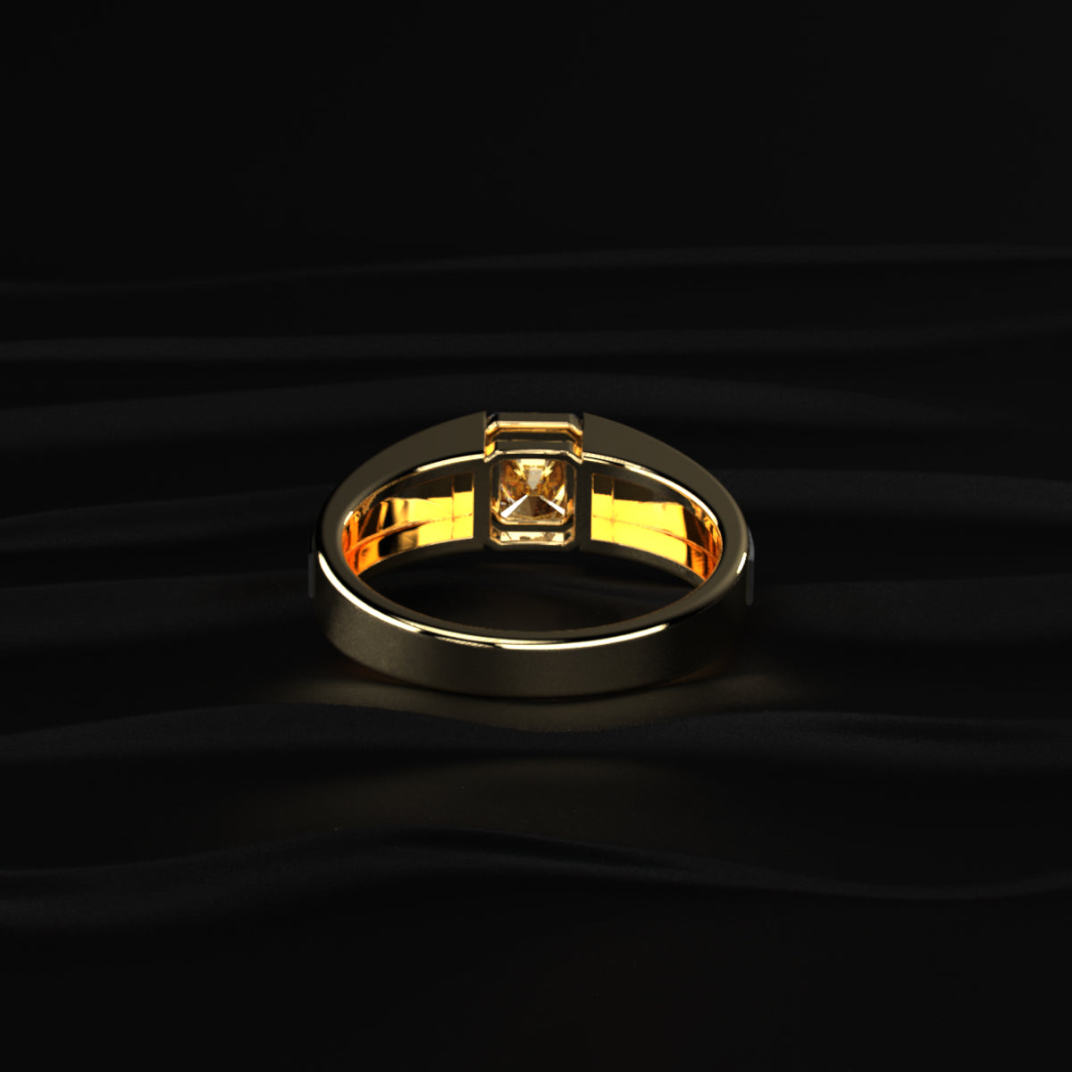 Radiant Cut Yellow Diamond Men's Ring
