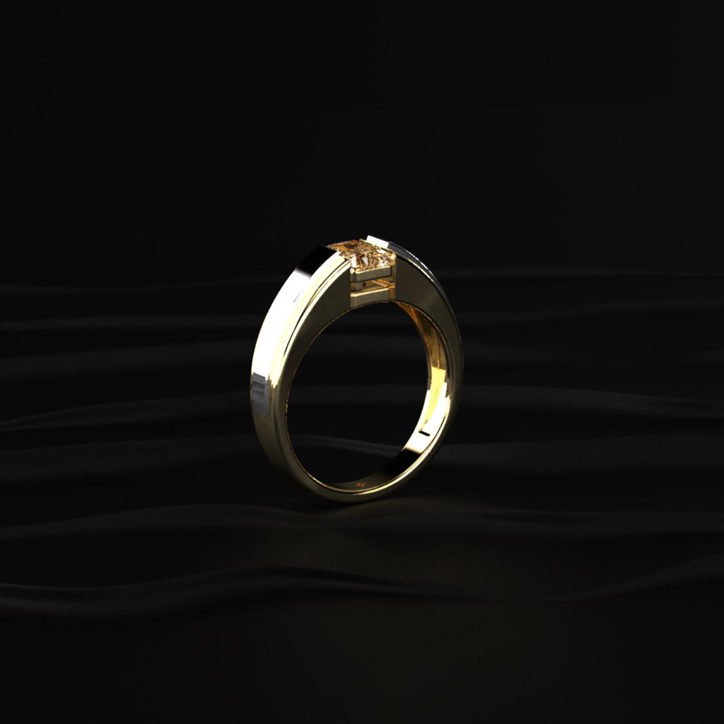 Radiant Cut Yellow Diamond Men's Ring