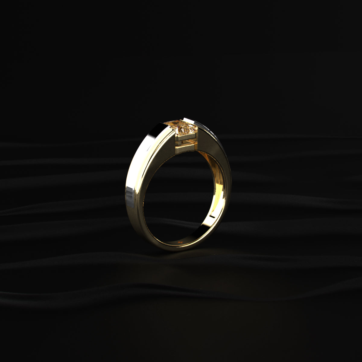 Radiant Cut Yellow Diamond Men's Ring