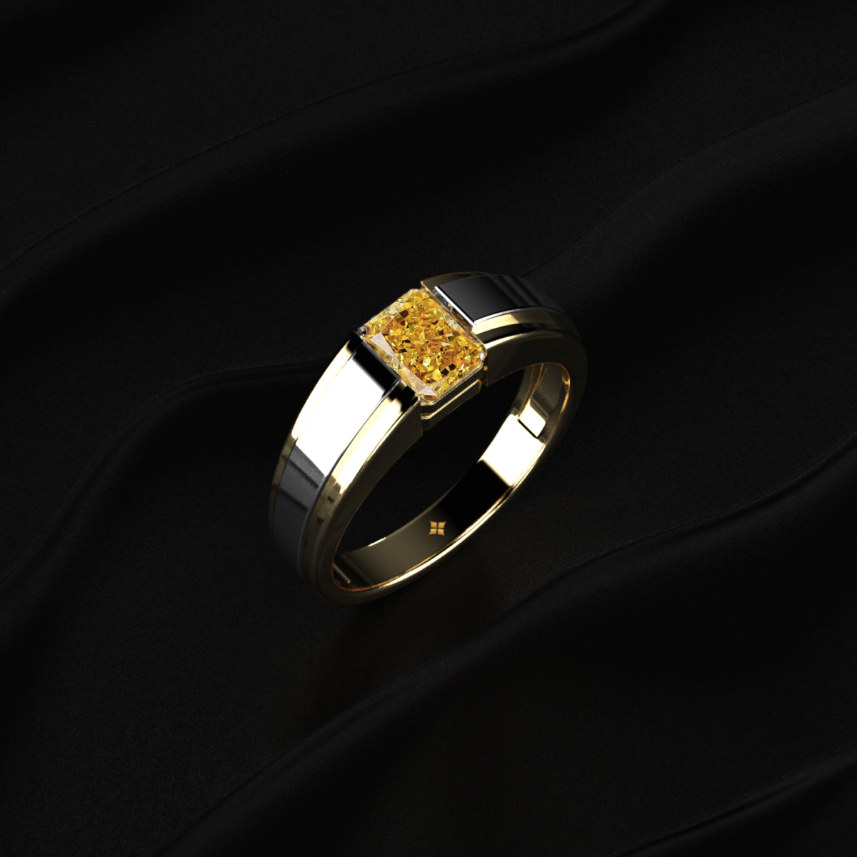 Radiant Cut Yellow Diamond Men's Ring