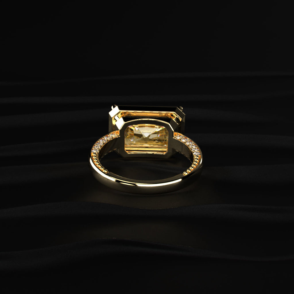 East West Radiant Yellow Diamond Solitaire Ring